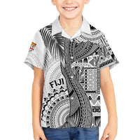 Fiji Rugby Personalised Bula Masi Family Matching Short Sleeve Bodycon Dress and Hawaiian Shirt Fish Tail Kaivity Cibi - White