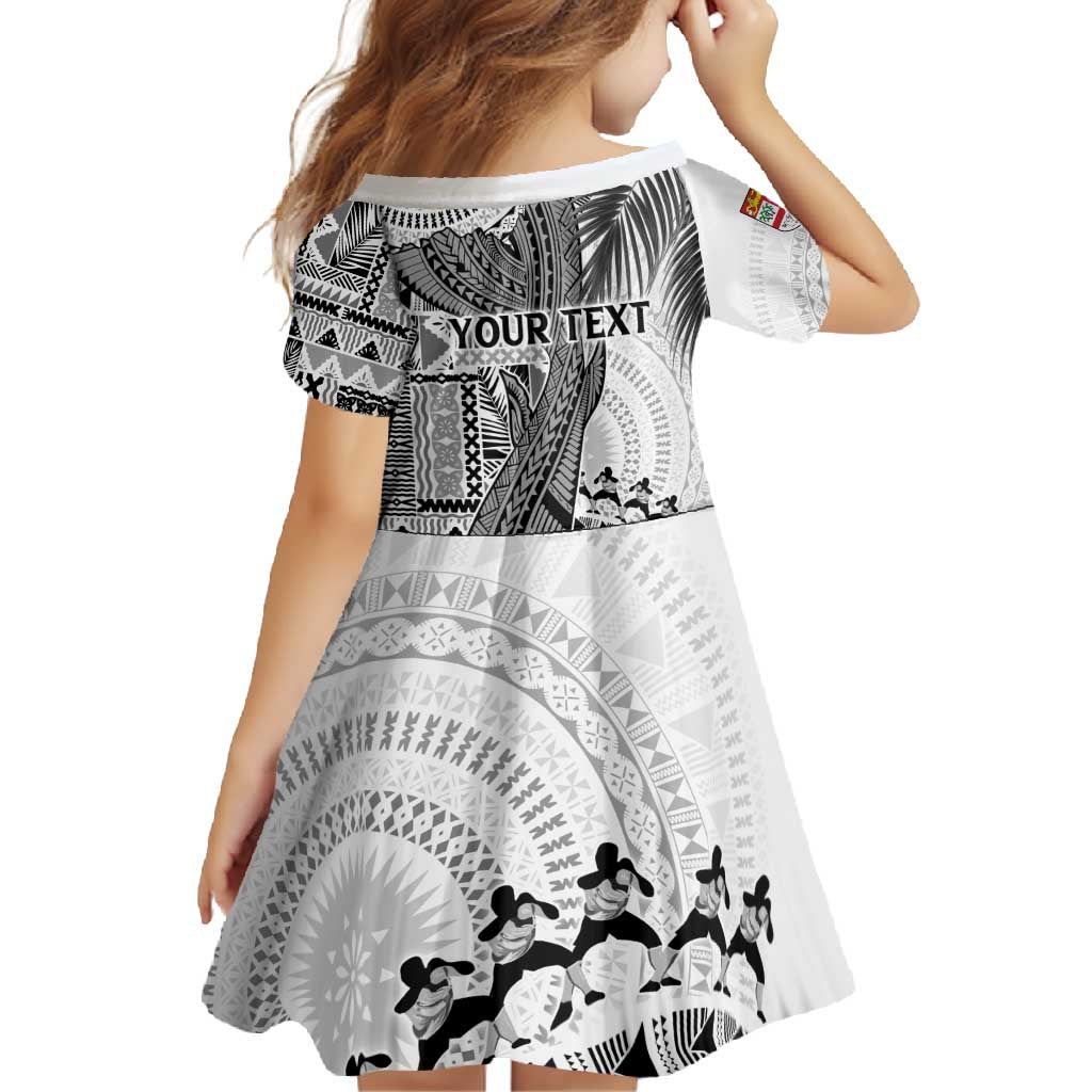 Fiji Rugby Personalised Bula Masi Family Matching Tank Maxi Dress and Hawaiian Shirt Fish Tail Kaivity Cibi - White