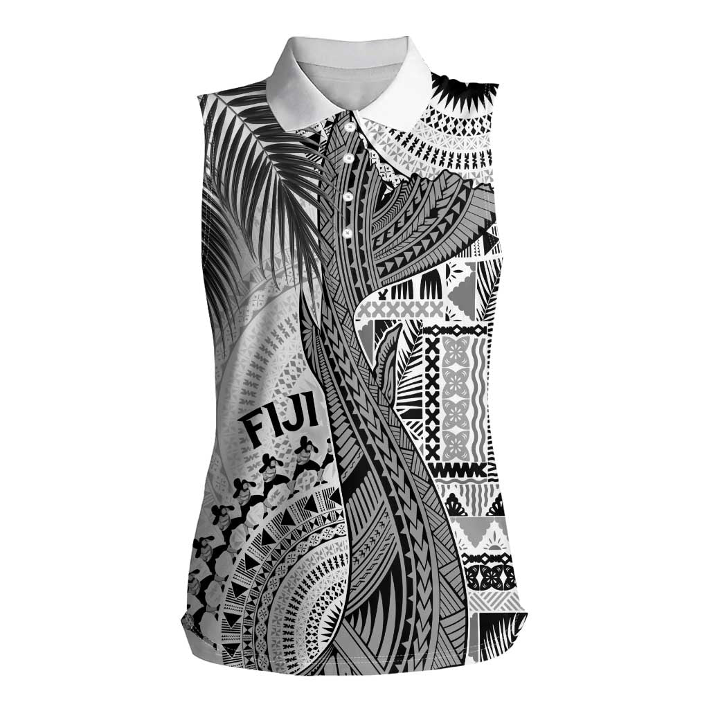 Fiji Rugby Personalised Bula Masi Women Sleeveless Polo Shirt Fish Tail Kaivity Cibi - White