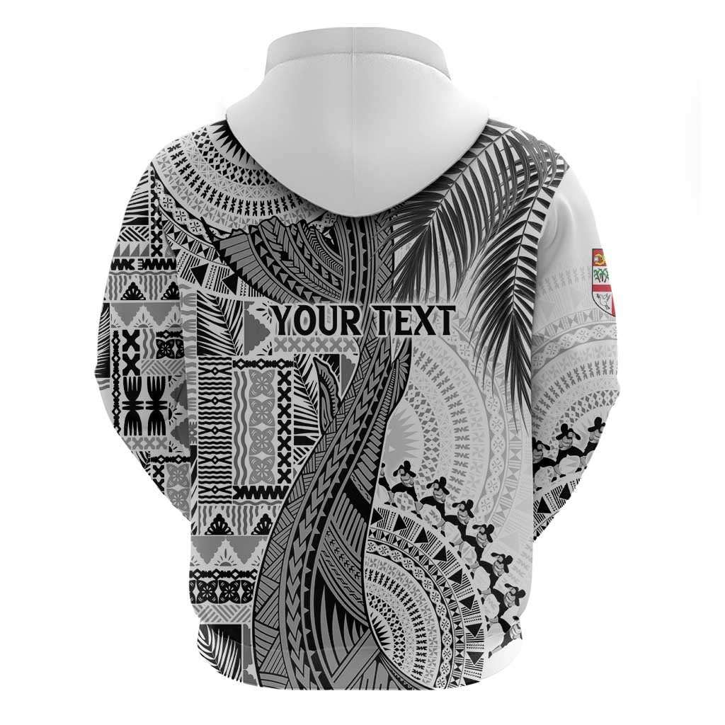 Fiji Rugby Personalised Bula Masi Zip Hoodie Fish Tail Kaivity Cibi - White