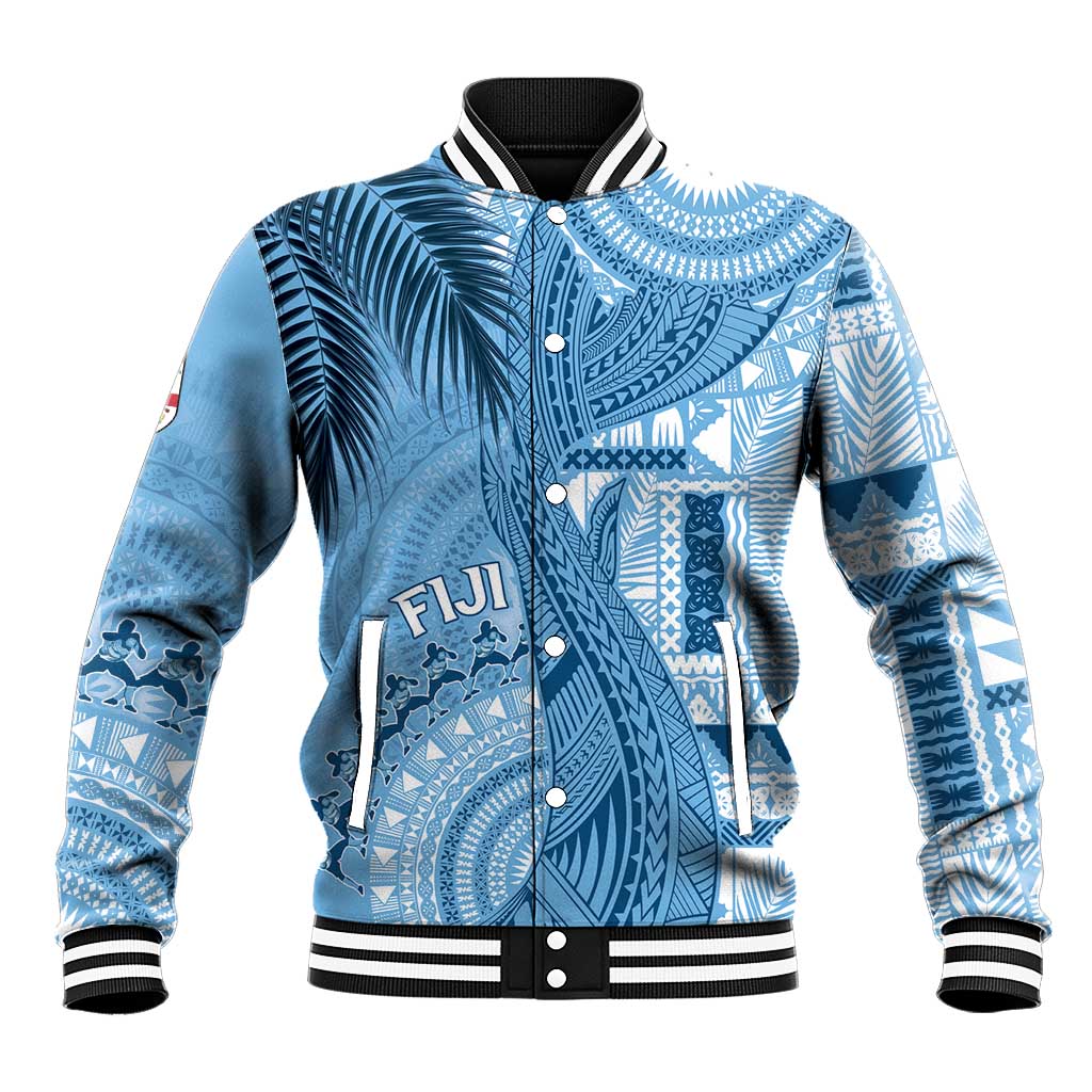 Fiji Rugby Personalised Bula Masi Baseball Jacket Fish Tail Kaivity Cibi - Turquoise