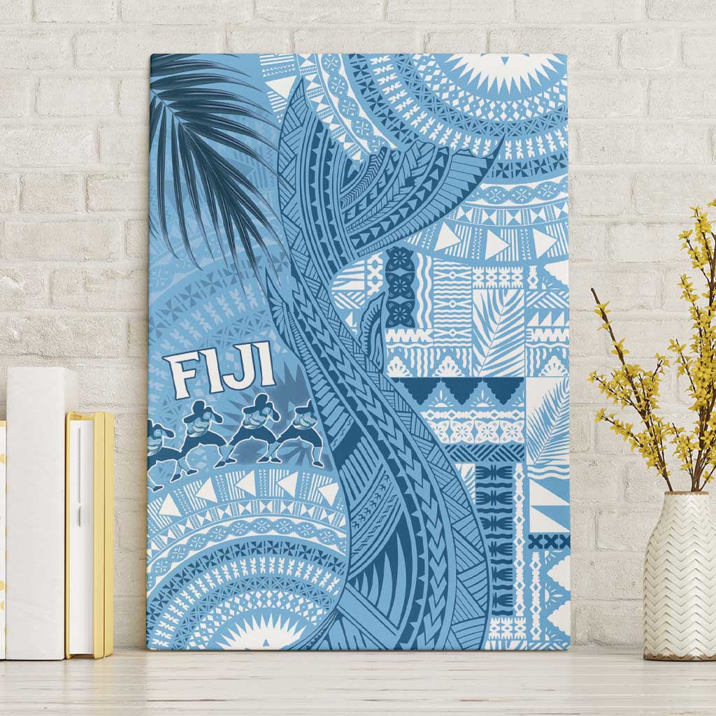 Fiji Rugby Bula Masi Canvas Wall Art Fish Tail Kaivity Cibi - Turquoise