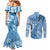 Fiji Rugby Personalised Bula Masi Couples Matching Mermaid Dress and Long Sleeve Button Shirt Fish Tail Kaivity Cibi - Turquoise