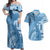 Fiji Rugby Personalised Bula Masi Couples Matching Off Shoulder Maxi Dress and Hawaiian Shirt Fish Tail Kaivity Cibi - Turquoise