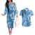 Fiji Rugby Personalised Bula Masi Couples Matching Off The Shoulder Long Sleeve Dress and Hawaiian Shirt Fish Tail Kaivity Cibi - Turquoise