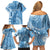 Fiji Rugby Personalised Bula Masi Family Matching Off Shoulder Short Dress and Hawaiian Shirt Fish Tail Kaivity Cibi - Turquoise