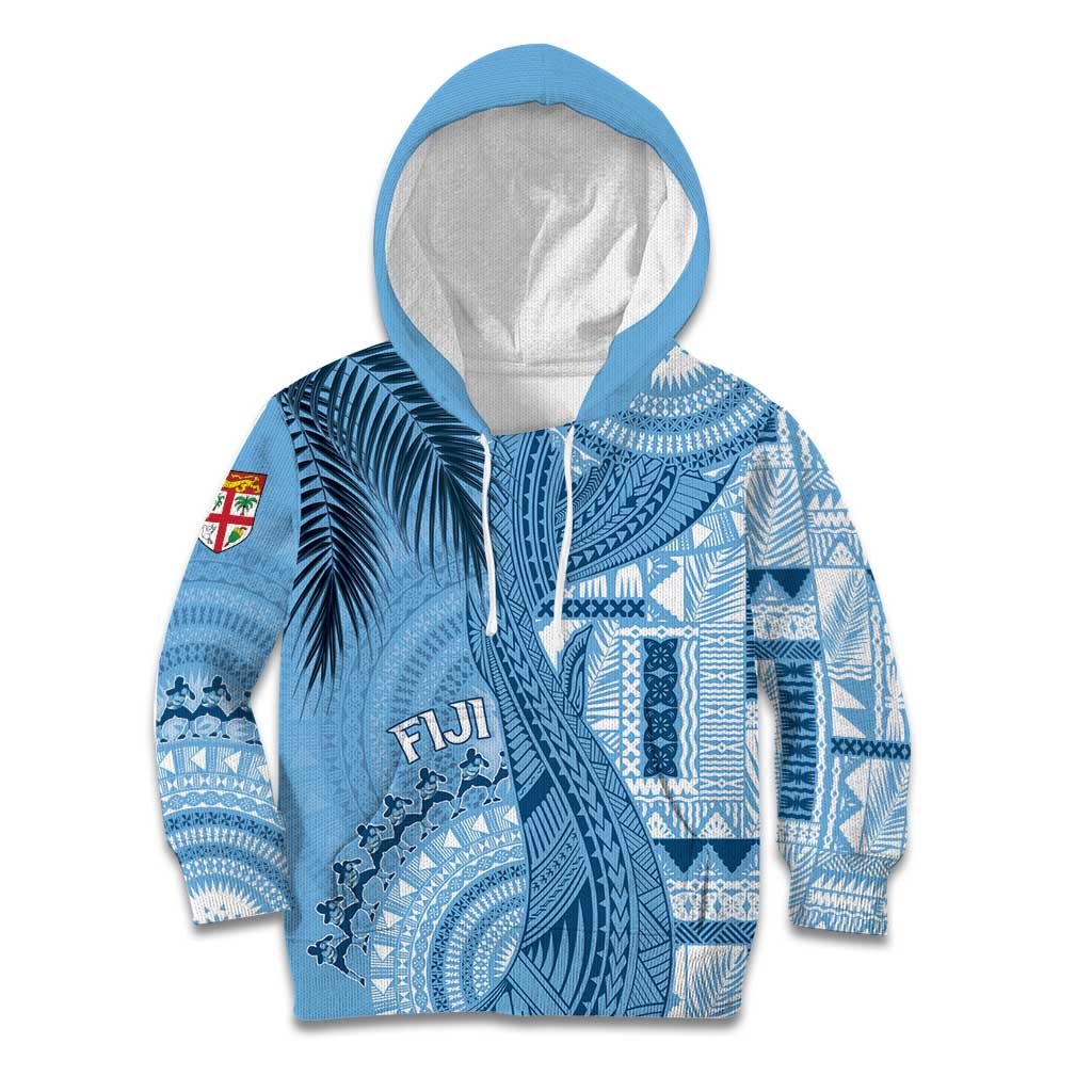 Fiji Rugby Personalised Bula Masi Kid Hoodie Fish Tail Kaivity Cibi - Turquoise