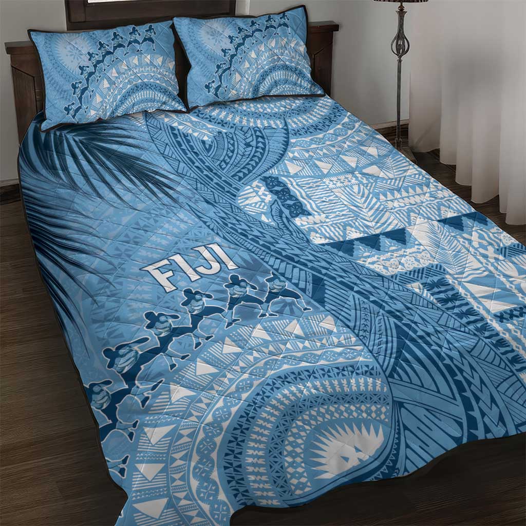 Fiji Rugby Bula Masi Quilt Bed Set Fish Tail Kaivity Cibi - Turquoise