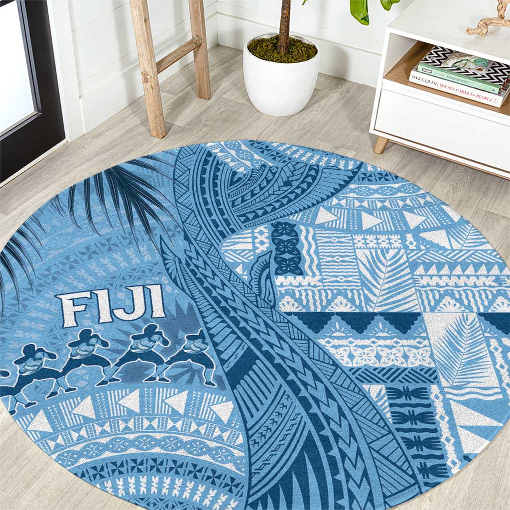 Fiji Rugby Bula Masi Round Carpet Fish Tail Kaivity Cibi - Turquoise