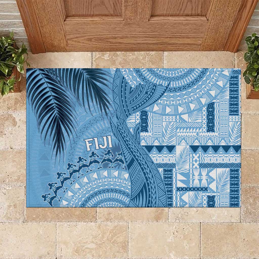 Fiji Rugby Bula Masi Rubber Doormat Fish Tail Kaivity Cibi - Turquoise