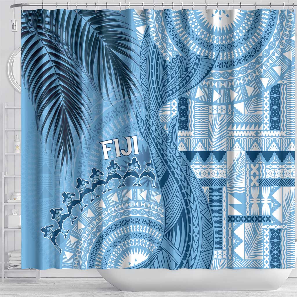 Fiji Rugby Bula Masi Shower Curtain Fish Tail Kaivity Cibi - Turquoise