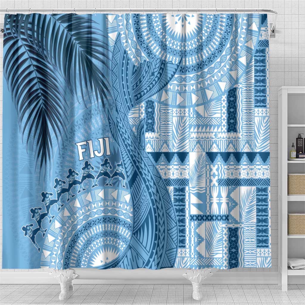 Fiji Rugby Bula Masi Shower Curtain Fish Tail Kaivity Cibi - Turquoise