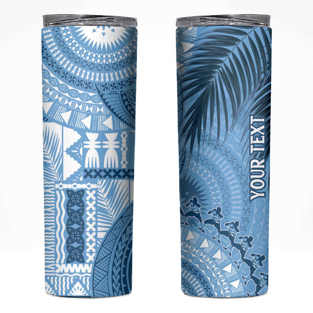 Fiji Rugby Personalised Bula Masi Skinny Tumbler Fish Tail Kaivity Cibi - Turquoise