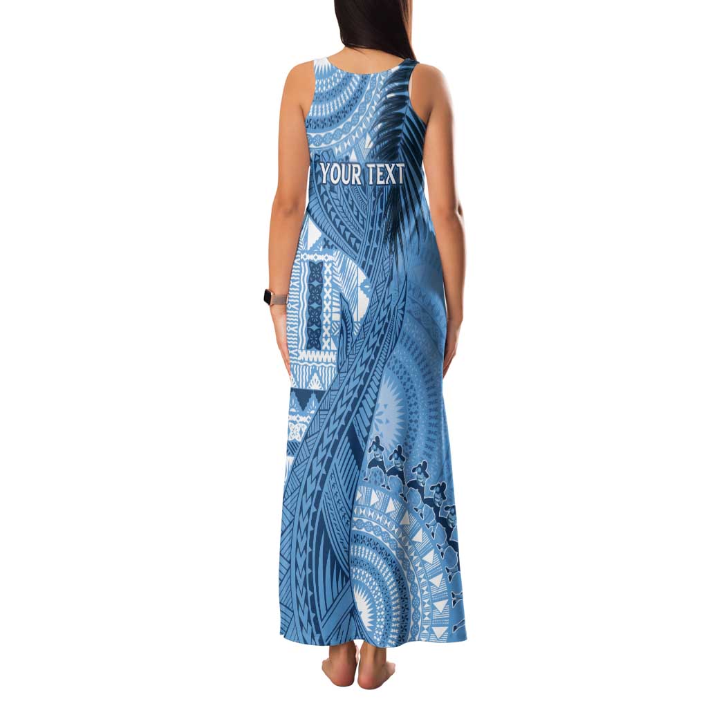 Fiji Rugby Personalised Bula Masi Tank Maxi Dress Fish Tail Kaivity Cibi - Turquoise
