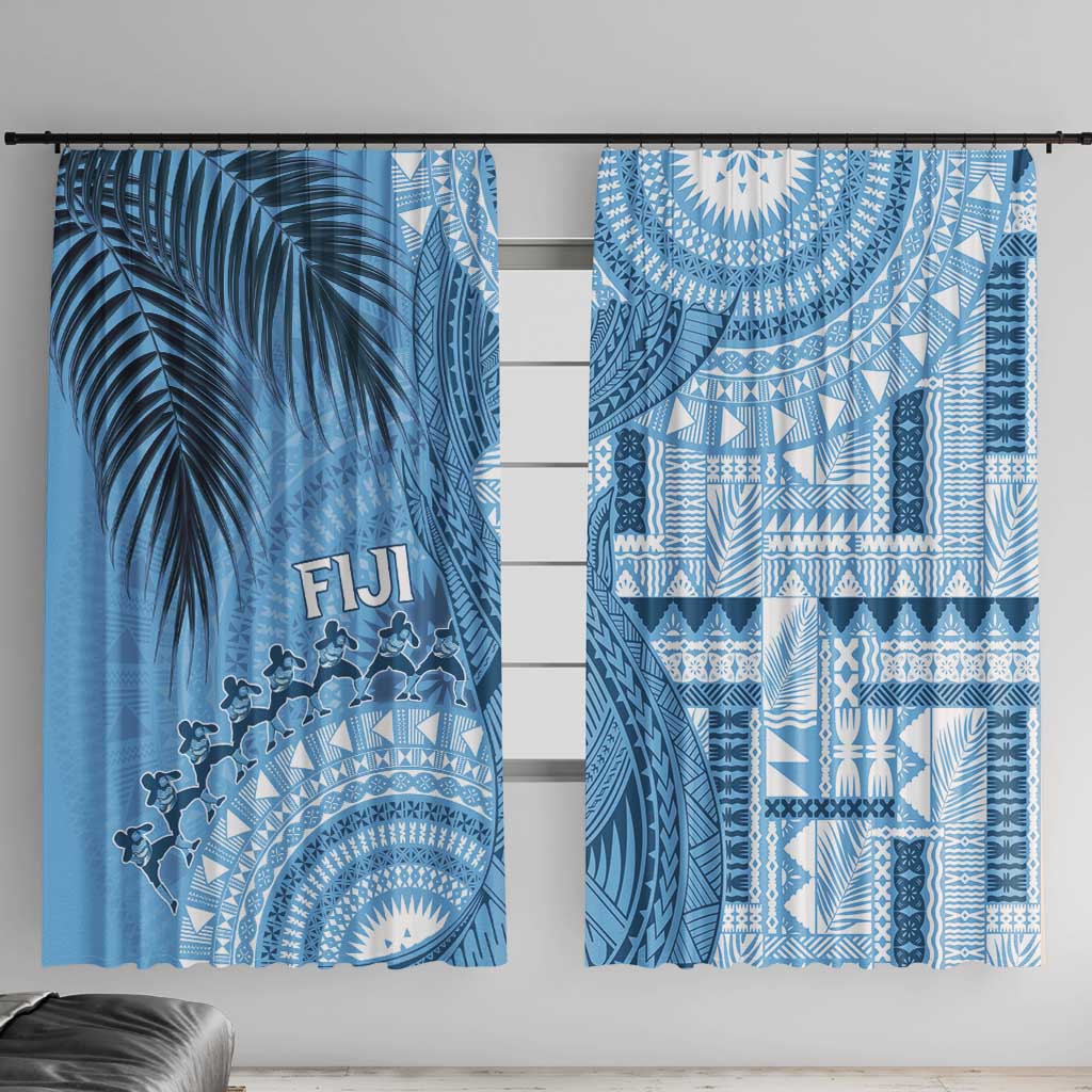 Fiji Rugby Bula Masi Window Curtain Fish Tail Kaivity Cibi - Turquoise