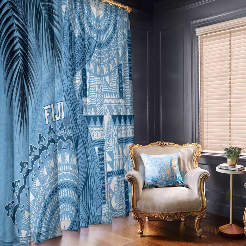 Fiji Rugby Bula Masi Window Curtain Fish Tail Kaivity Cibi - Turquoise