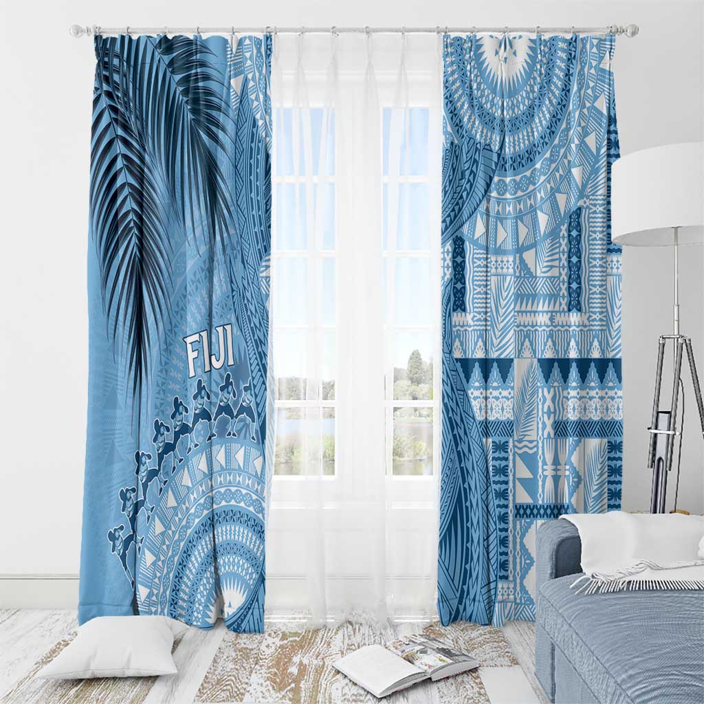 Fiji Rugby Bula Masi Window Curtain Fish Tail Kaivity Cibi - Turquoise