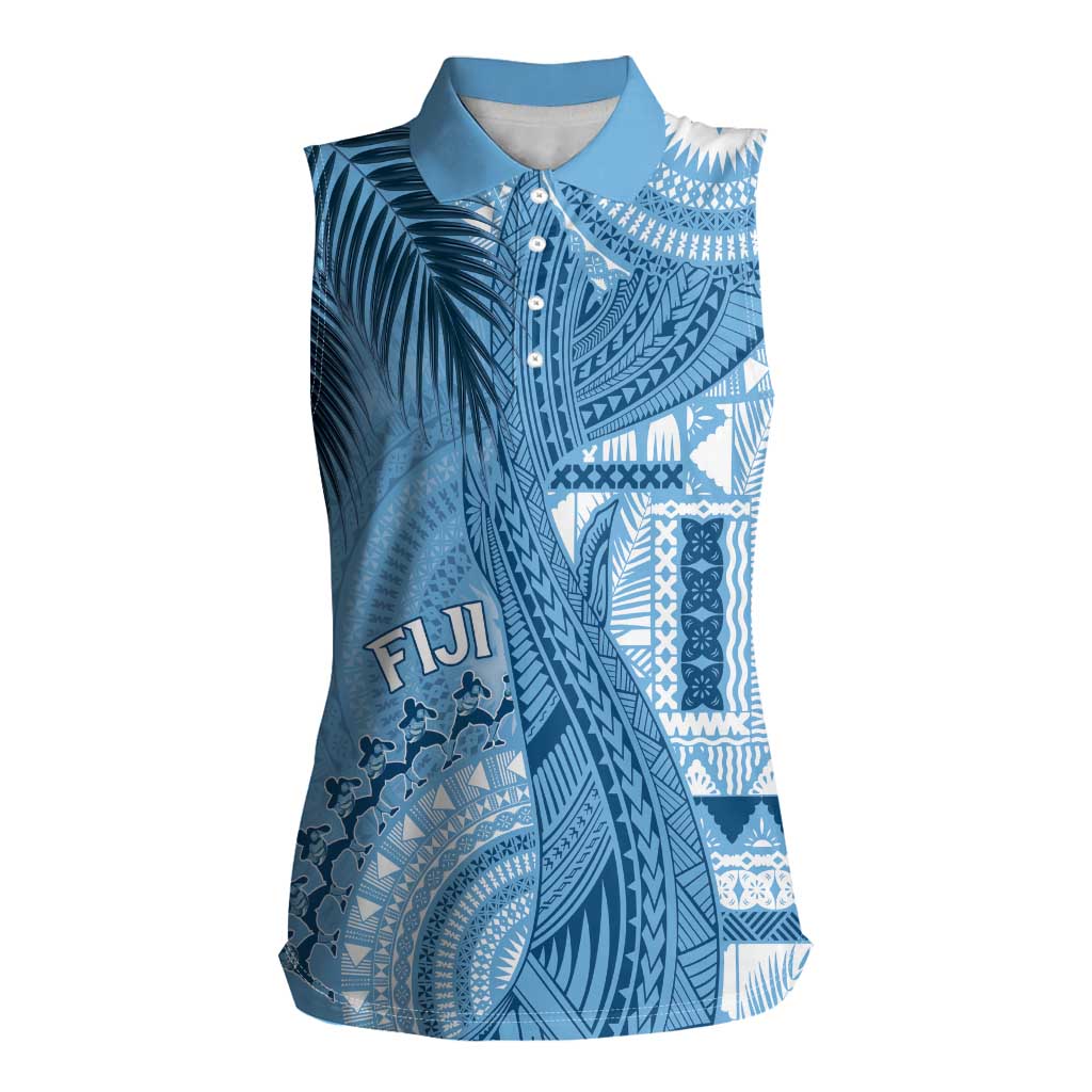 Fiji Rugby Personalised Bula Masi Women Sleeveless Polo Shirt Fish Tail Kaivity Cibi - Turquoise