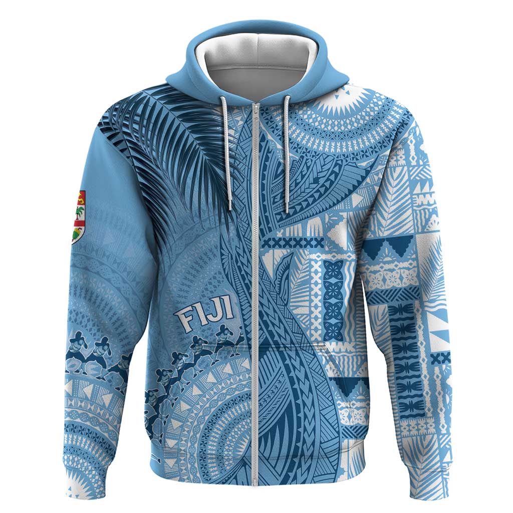 Fiji Rugby Personalised Bula Masi Zip Hoodie Fish Tail Kaivity Cibi - Turquoise