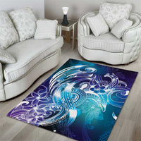 Aloha Hawaii Turtle Area Rug Teal Purple Ribbon - Polynesian Pride