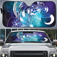 Aloha Hawaii Turtle Auto Sun Shade Teal Purple Ribbon - Polynesian Pride
