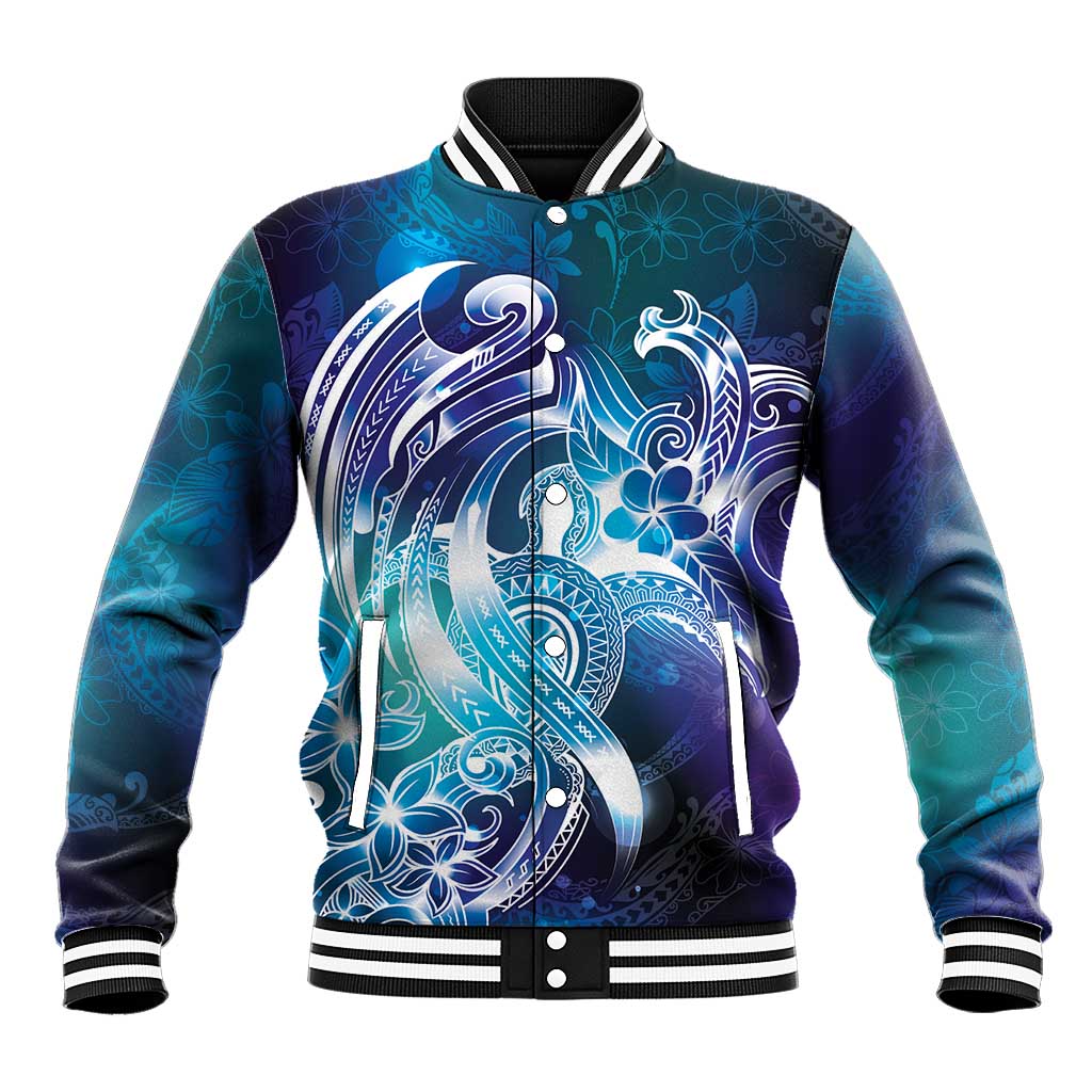Aloha Hawaii Turtle Baseball Jacket Teal Purple Ribbon LT7 Unisex Purple Teal - Polynesian Pride