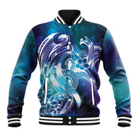 Aloha Hawaii Turtle Baseball Jacket Teal Purple Ribbon LT7 Unisex Purple Teal - Polynesian Pride