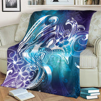 Aloha Hawaii Turtle Blanket Teal Purple Ribbon - Polynesian Pride