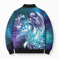 Aloha Hawaii Turtle Bomber Puffer Jacket Teal Purple Ribbon LT7 - Polynesian Pride