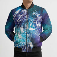Aloha Hawaii Turtle Bomber Puffer Jacket Teal Purple Ribbon LT7 - Polynesian Pride