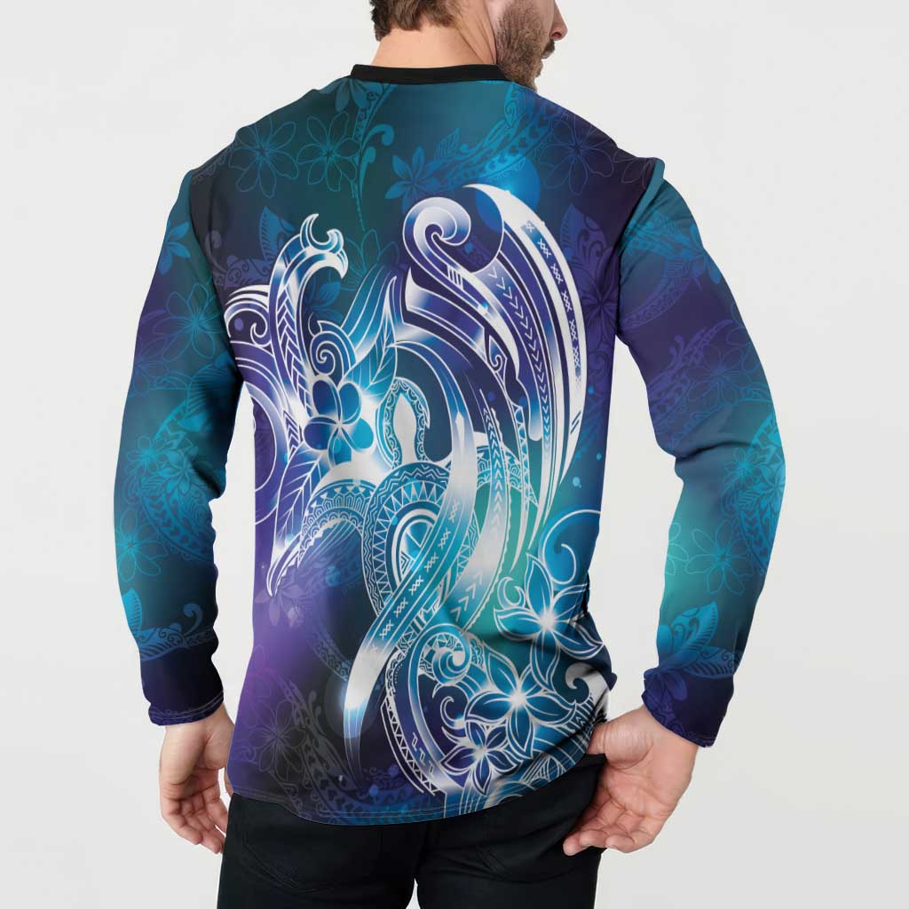 Aloha Hawaii Turtle Button Sweatshirt Teal Purple Ribbon LT7 - Polynesian Pride