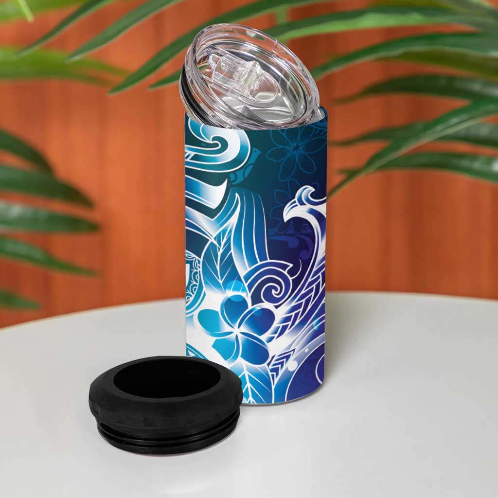 Aloha Hawaii Turtle 4 in 1 Can Cooler Tumbler Teal Purple Ribbon - Polynesian Pride
