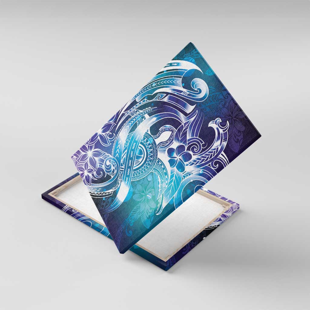 Aloha Hawaii Turtle Canvas Wall Art Teal Purple Ribbon LT7 With Frame Purple Teal - Polynesian Pride