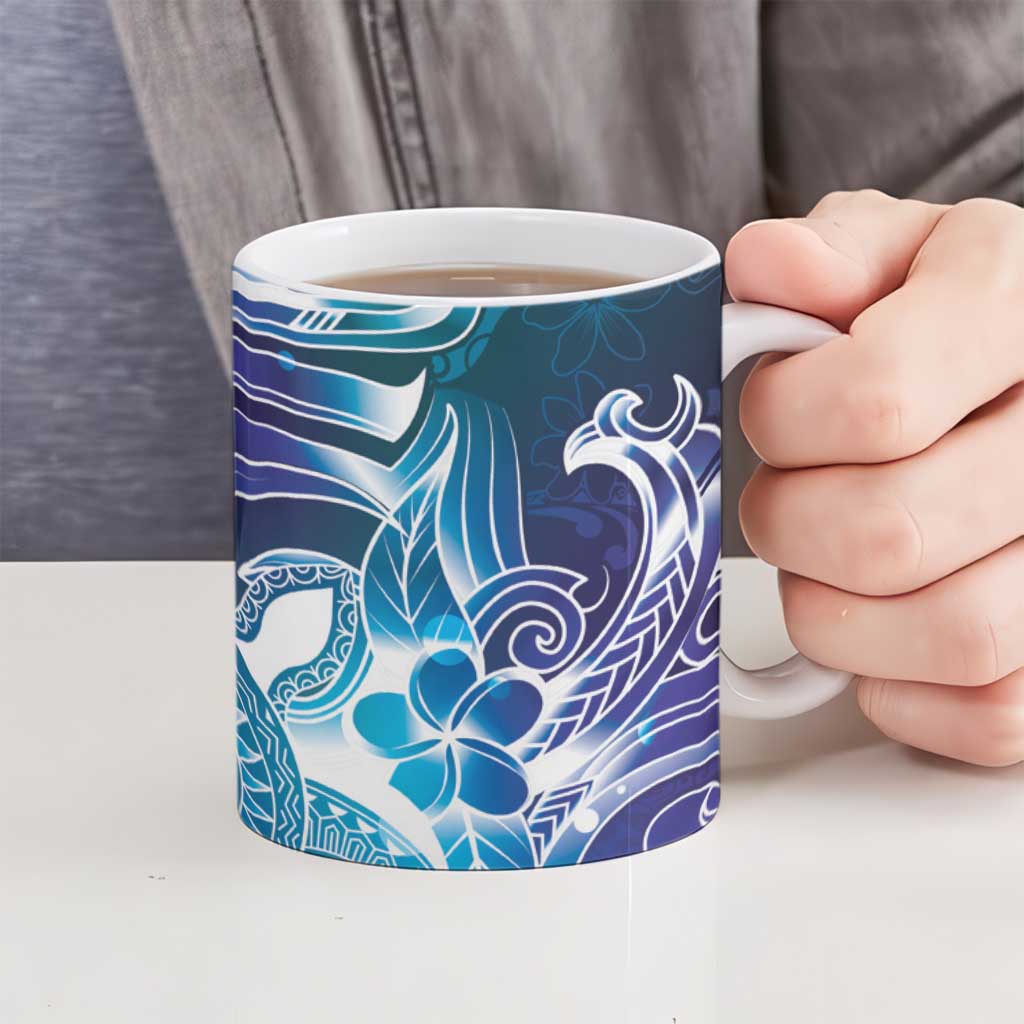 Aloha Hawaii Turtle Ceramic Mug Teal Purple Ribbon LT7 - Polynesian Pride