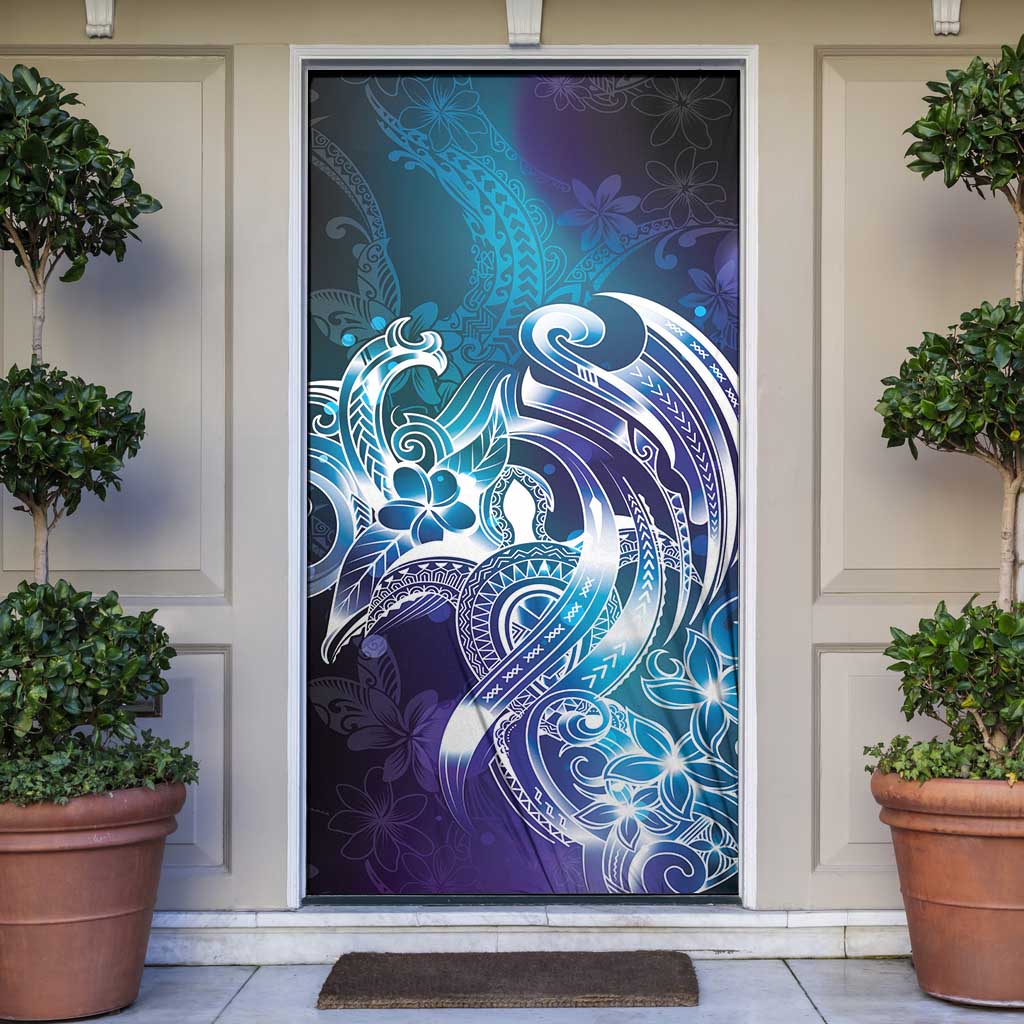 Aloha Hawaii Turtle Door Cover Teal Purple Ribbon LT7 Purple Teal - Polynesian Pride