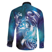 Aloha Hawaii Turtle Family Matching Long Sleeve Bodycon Dress and Hawaiian Shirt Teal Purple Ribbon - Polynesian Pride
