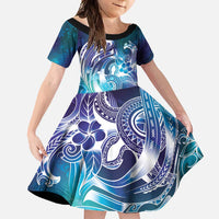 Aloha Hawaii Turtle Family Matching Mermaid Dress and Hawaiian Shirt Teal Purple Ribbon - Polynesian Pride