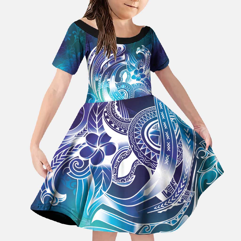 Aloha Hawaii Turtle Family Matching Off Shoulder Maxi Dress and Hawaiian Shirt Teal Purple Ribbon - Polynesian Pride