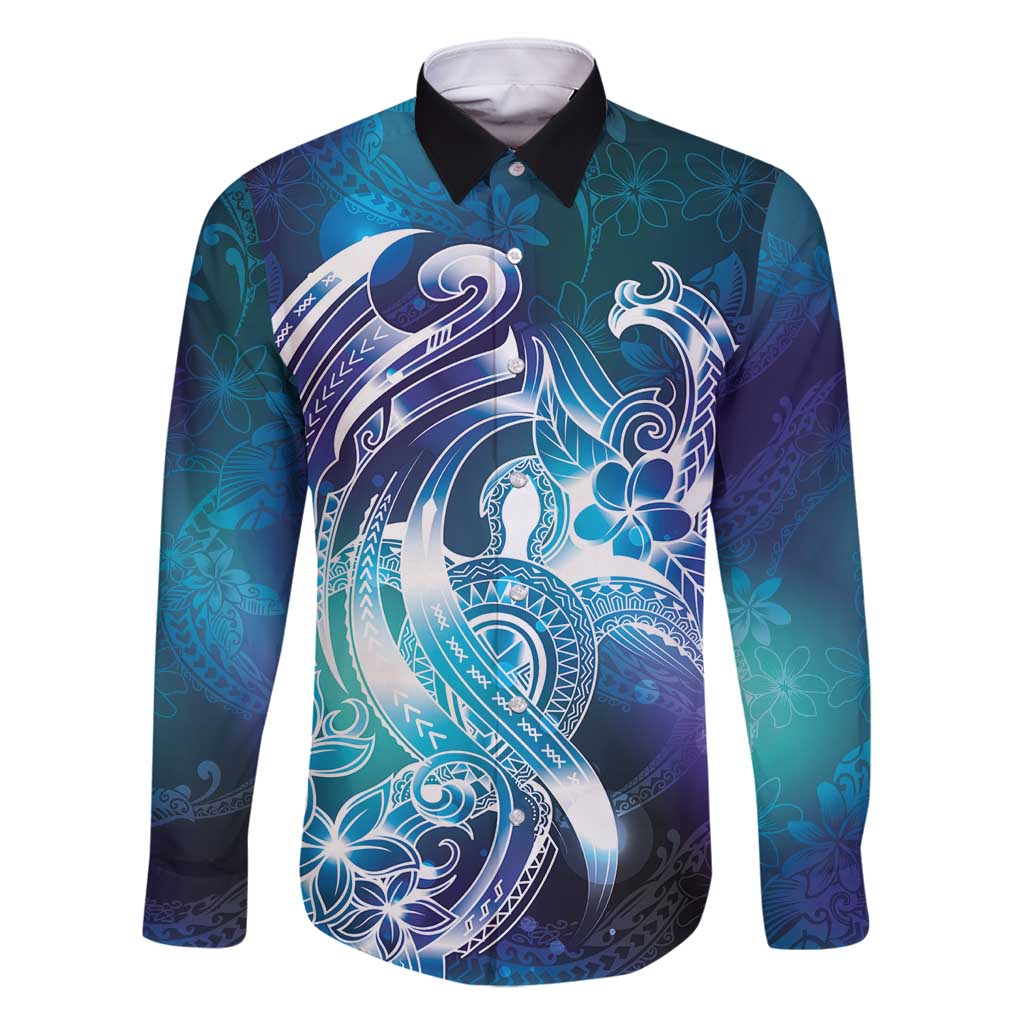 Aloha Hawaii Turtle Family Matching Off Shoulder Maxi Dress and Hawaiian Shirt Teal Purple Ribbon - Polynesian Pride