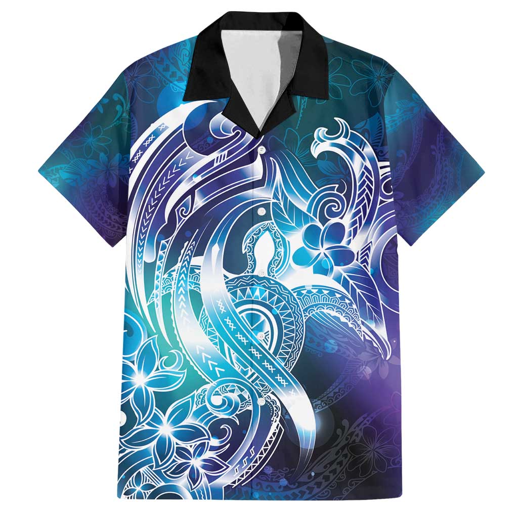 Aloha Hawaii Turtle Family Matching Tank Maxi Dress and Hawaiian Shirt Teal Purple Ribbon - Polynesian Pride