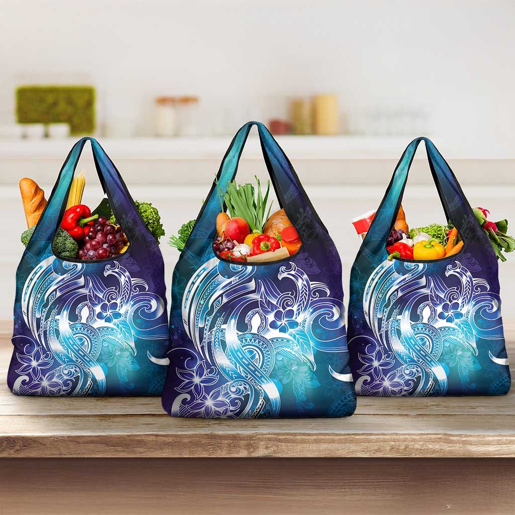 Aloha Hawaii Turtle Grocery Bag Teal Purple Ribbon LT7 3-pack One Size Purple Teal - Polynesian Pride