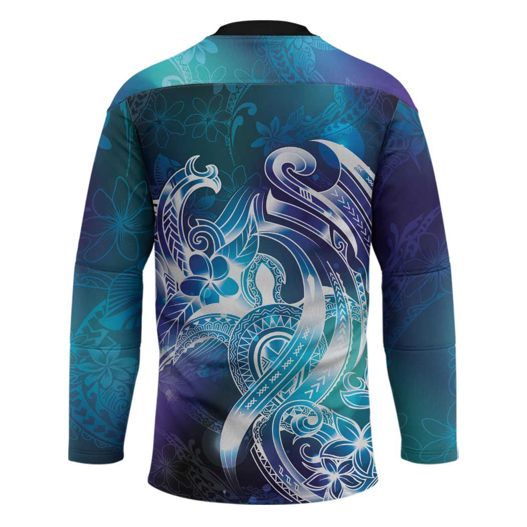 Aloha Hawaii Turtle Hockey Jersey Teal Purple Ribbon LT7 - Polynesian Pride