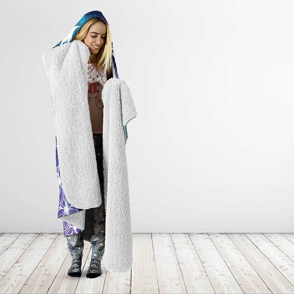 Aloha Hawaii Turtle Hooded Blanket Teal Purple Ribbon - Polynesian Pride