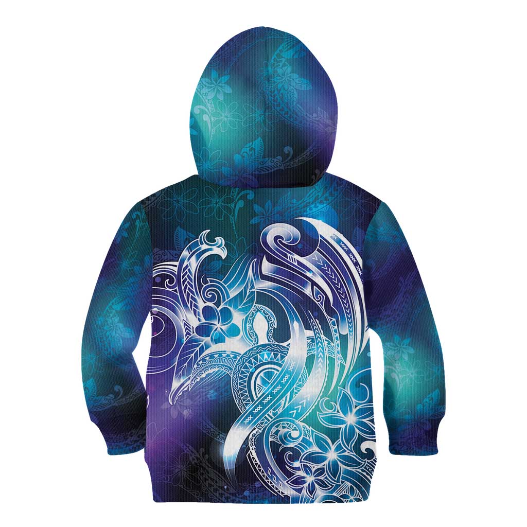 Aloha Hawaii Turtle Kid Hoodie Teal Purple Ribbon - Polynesian Pride