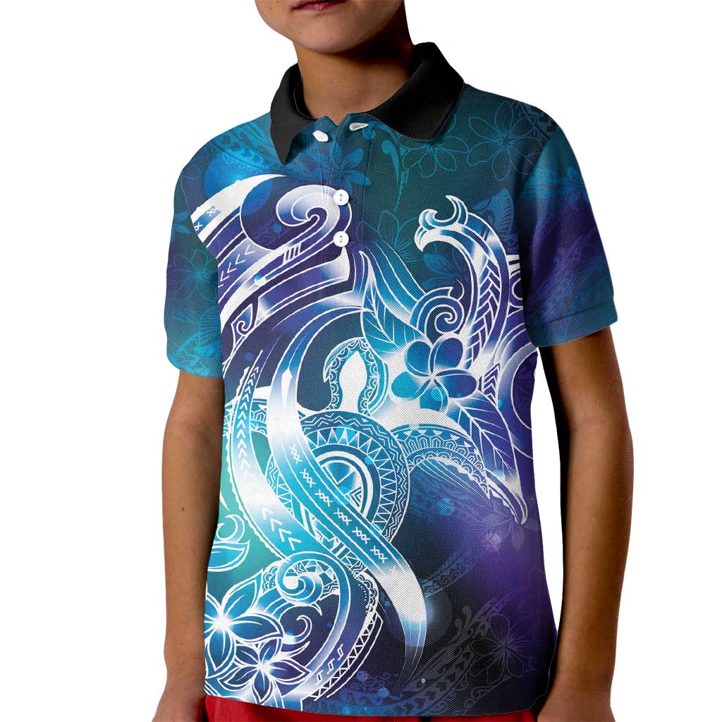Aloha Hawaii Turtle Kid Polo Shirt Teal Purple Ribbon - Polynesian Pride