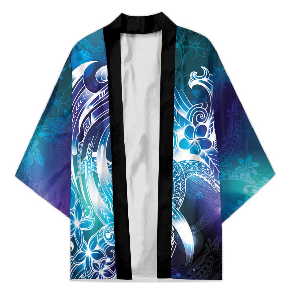 Aloha Hawaii Turtle Kimono Teal Purple Ribbon LT7 Unisex Purple Teal - Polynesian Pride