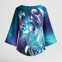 Aloha Hawaii Turtle Kimono Sleeve Blouse Teal Purple Ribbon LT7 - Polynesian Pride