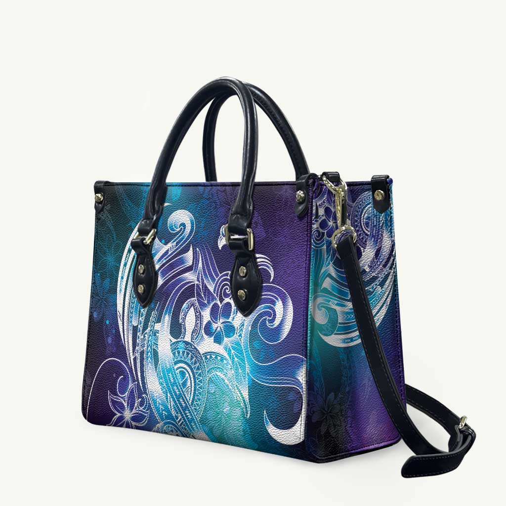 Aloha Hawaii Turtle Leather Bag Teal Purple Ribbon - Polynesian Pride