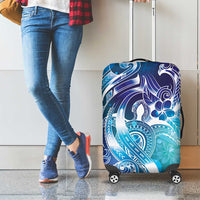 Aloha Hawaii Turtle Luggage Cover Teal Purple Ribbon - Polynesian Pride