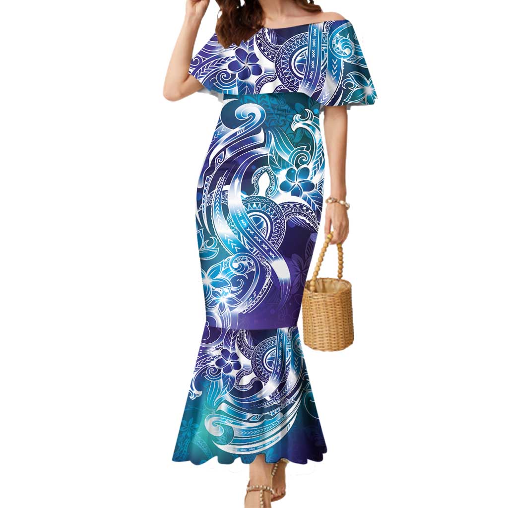Aloha Hawaii Turtle Mermaid Dress Teal Purple Ribbon - Polynesian Pride